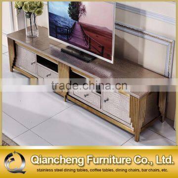 Gold Led tv Stand Furniture Stainless Steel tv Table photo-3