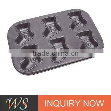 6 Cups Sock Shape Carbon Steel Muffin Mold
