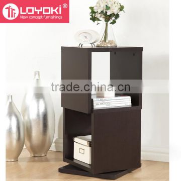 home furniture wood cube organizer 2-Level Rotating Modern Bookshelf new design wood bookcase