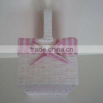 wicker storage basket with pink liners