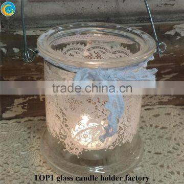 Glass Candle Holder With Metal Trim photo-5