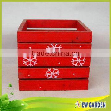 Green and Red Large Rectangular Wooden Flower Pot and Planting photo-2