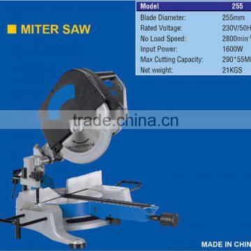 255mm 1600w Head Detachable Induction Motor Aluminum Wood Cutting Electric Miter Saw Machine