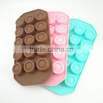 Cute 15 Cup Round Chocolate Shape Silicone Ice and Cake Use Cube Tray photo-3
