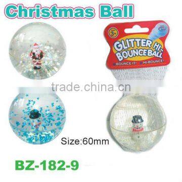 TPU Christmas Glitter Bouncing Ball With Snowman