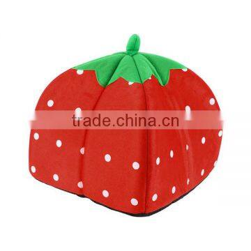 1pc Soft Strawberry Pet Igloo Dog Cat House Kennel Doggy Fashion Cushion Basket Newest Hot Search photo-2