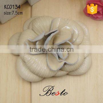 Decorative handmade beige leather flower for shoes