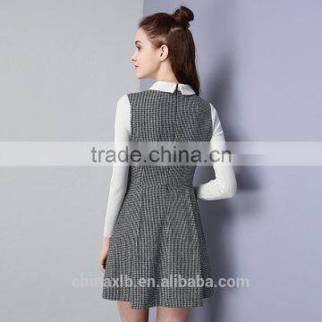 Winter Women Long Sleeve Dress Knitted Plaid Fashion Dress Casual Party Dress photo-3