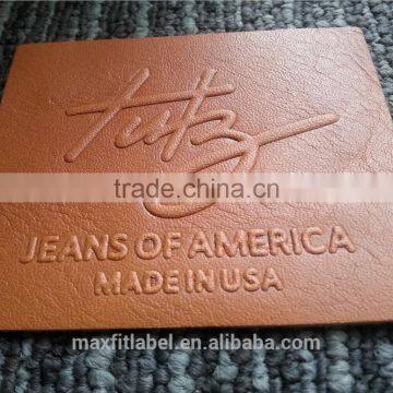 custom embossed leather patch for garment