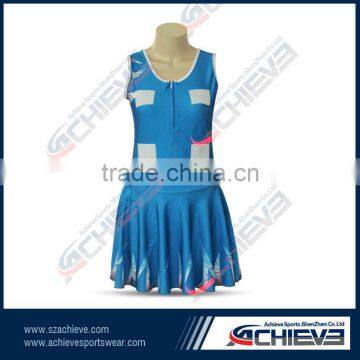 Plain color blue design youth netball uniform