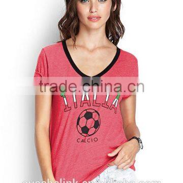 personalized wholesale women V neck football t shirt OEM service