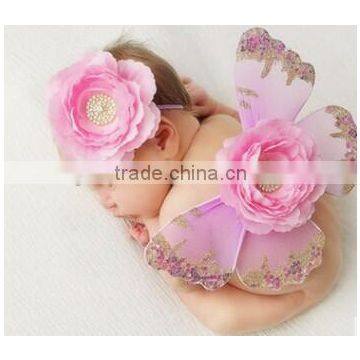2016 Popular Boutique New Born Baby Wings and Flowers and Headband Sets Photography Props photo-2