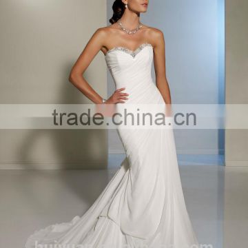 white beaded chiffon A-line ukraine wedding dress