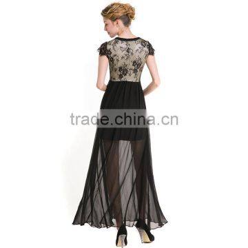 Maxnegio Patchwork Women Black Lace Nude Transparent Dress Girls Sexy Night Black Evening Dress photo-2