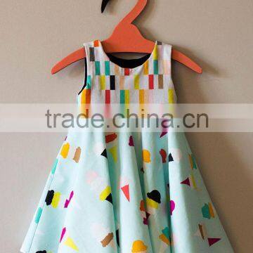 Latest Fashion Designs Pictures With Printed Icing Cream Sun Girl Dress