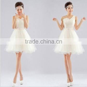 2017 Bridesmaid Short Dress Paragraph Shoulder Halter Sweet Dress Bride Lace Drilling Shoulder Wedding Dress photo-3