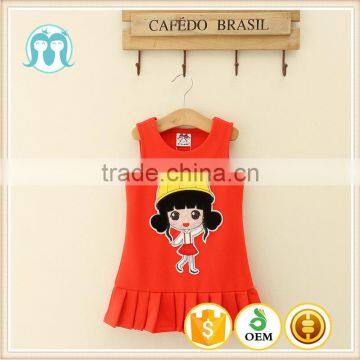 wholesale new casual cartoon pattern 2017 baby dress red fashion Korean style