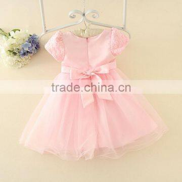 2017 Vietnam Summer Fashion Baby Frock Design Pink Short Sleeves Embroidery Flower Sweet Birthday Party Dresses Turkish Dress photo-2