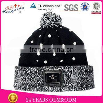 2014 Warm Custom POM POM Beanie Promotional Winter Knitted Cap