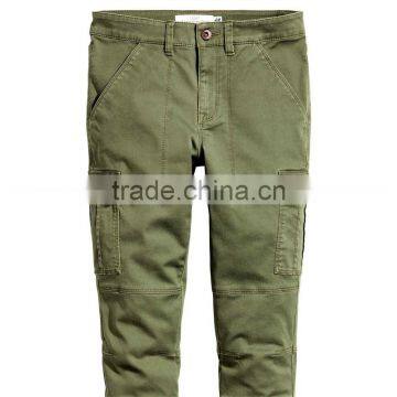 Womens Washed Khaki Green Cargo Pants Work Pants for Ladies photo-2