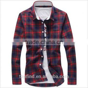  cotton microfiber casual check Korean men style shirt