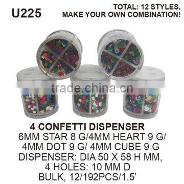 COLORFUL LASER SEQUIN W/ 4 HOLES DISPENSER