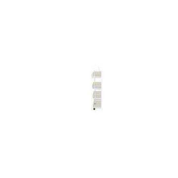 Black or White color 4 tier basket stand on wheels Shelving Supermarket