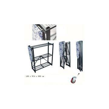 Metal folding shelf with ironing board