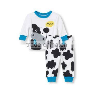 China wholesalers cow print long sleeve child christmas pajamas