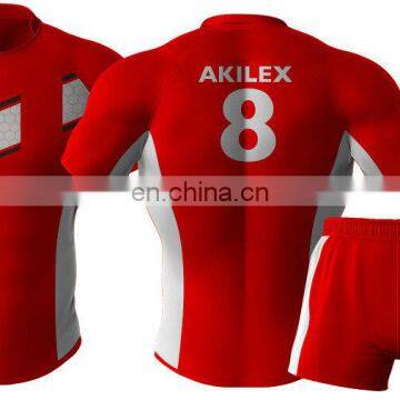 2016 trendy red custom design sublimation rugby jersey with socks
