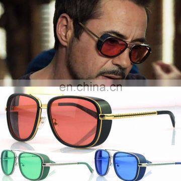 Mens Square Tony Stark Iron Men Sunglasses Retro Transparent Lens AS018