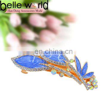 Elegant Leaves Alloy Rhinestone Hair Barrette Clips