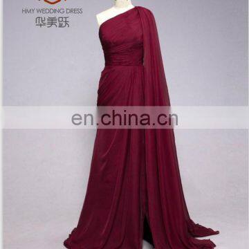 Special Style ZZ-E0033 Irregular Neck One Shoulder with Cape Thin Chiffon Pleat Evening Dress