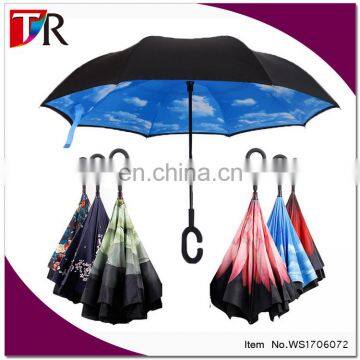 Top selling upside down inverted umbrella magicbrella c handle umbrella