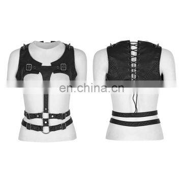 Punk Rave Gothic Black Chest Harness-top S-221 photo-5
