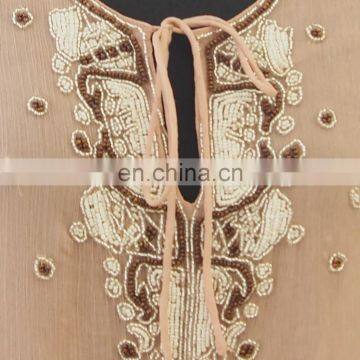 2016 Latest Fashion Design Women Long Sleeve Round Neck Beaded Chiffon Blouse photo-3