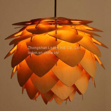 Pine Cone Shaped Wooden Pendant Lamp Light photo-2