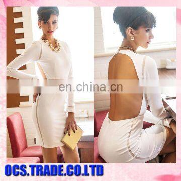 2015 hot selling A line pink bandage dress sexy girl latex backless dresses