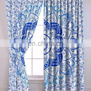 Blue Ombre Mandala Home Decorative Curtains Set Window Balcony Wall Hanging Indian 2017 Door Curtains