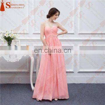 2016 Free Shipping Bridesmaid Dresses Coral Chiffon Sweetheart Cheap Brides Maid Dress Real Photo photo-3
