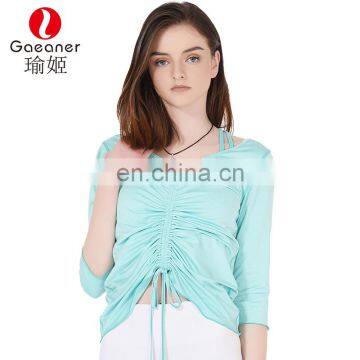 High Quality Cotton Spandex Women Fitness Running Wear Custom Sports Jogger t Shirt Wholesale Running Wear Yoga Wear photo-3