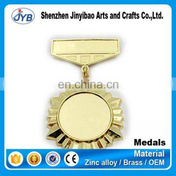 Souvenir Gold and cheap customized design plating blank medal with ribbon
