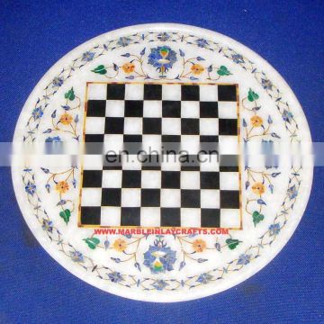 Marble Inlay Plate Home Decorative Marble Inlay Chess Plate