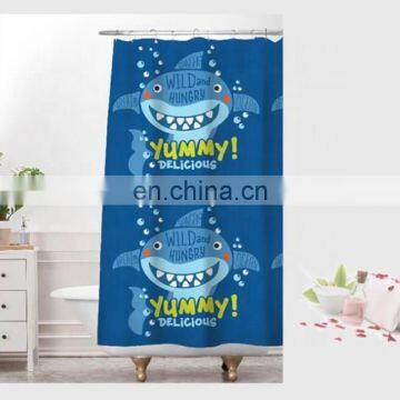 i@home washable jaws shark blue waterproof bathroom kids custom shower curtain polyester