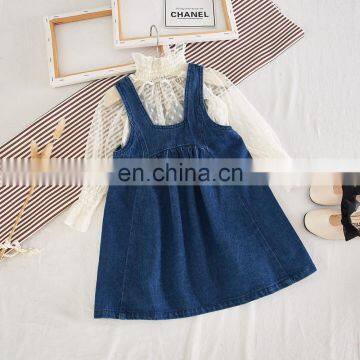 clothes sets 2020 Toddler Lace Blouses + Denim Dress 2 Pcs Cotton Clothes Girls Outfits Sets