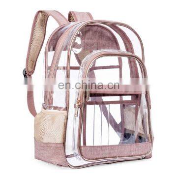 2019 Fashion Lady Girl Large Capacity Pink Clear Transparent PVC Backpack School Bag Rucksack photo-2