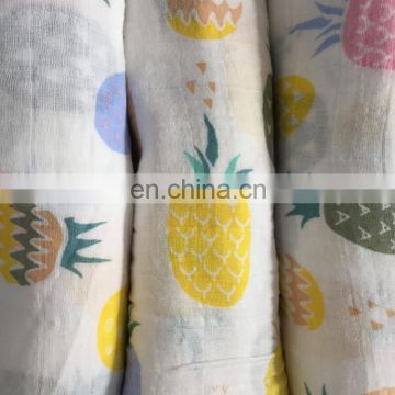 YARN BRAND  Classic Swaddle Baby Blanket, 100% Cotton Muslin, Large 47 X 47 inches pineapple design