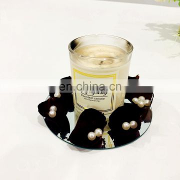 Round Glass Mirror Candle Holder Plates