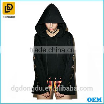 OEM Factory Price Custom Lady Eyelet Wide Sleeve Hoodies