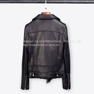 2021NEW FASHION LADIES' GENUINE LAMBSKIN LEATHER JACKET MOTORCYCLE JACKET photo-2